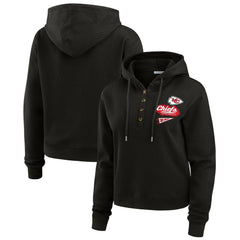 Kansas City Chiefs WEAR by Erin Andrews Women's Waffle-Knit Pullover Hoodie Black