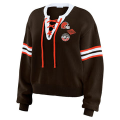 Cleveland Browns WEAR by Erin Andrews Women's Lace-Up Sweater Brown