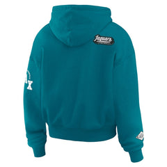Jacksonville Jaguars WEAR by Erin Andrews Women's Patch Quarter-Zip Pullover Hoodie Teal