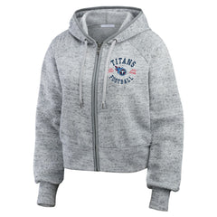 Tennessee Titans WEAR by Erin Andrews Women's Speckled Fleece Cropped Full-Zip Hoodie Heather Gray