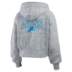 Detroit Lions WEAR by Erin Andrews Women's Speckled Fleece Cropped Full-Zip Hoodie Heather Gray