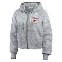 Arizona Cardinals WEAR by Erin Andrews Women's Speckled Fleece Cropped Full-Zip Hoodie Heather Gray