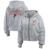 Atlanta Falcons WEAR by Erin Andrews Women's Speckled Fleece Cropped Full-Zip Hoodie Heather Gray