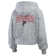 Atlanta Falcons WEAR by Erin Andrews Women's Speckled Fleece Cropped Full-Zip Hoodie Heather Gray