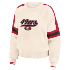 San Francisco 49ers WEAR by Erin Andrews Women's Stripe Pullover Sweater Cream