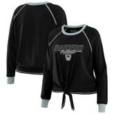 Las Vegas Raiders WEAR by Erin Andrews Women's Tie-Front Long Sleeve T-Shirt Black