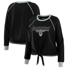 Las Vegas Raiders WEAR by Erin Andrews Women's Tie-Front Long Sleeve T-Shirt Black