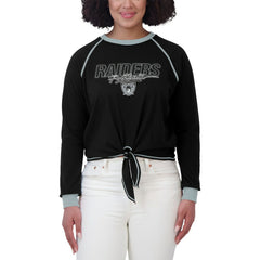 Las Vegas Raiders WEAR by Erin Andrews Women's Tie-Front Long Sleeve T-Shirt Black