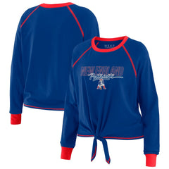New England Patriots WEAR by Erin Andrews Women's Tie-Front Long Sleeve T-Shirt Royal