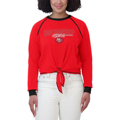 San Francisco 49ers WEAR by Erin Andrews Women's Tie-Front Long Sleeve T-Shirt Scarlet