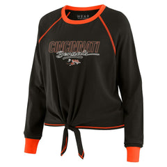 Cincinnati Bengals WEAR by Erin Andrews Women's Tie-Front Long Sleeve T-Shirt Black