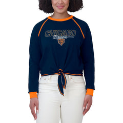 Chicago Bears WEAR by Erin Andrews Women's Tie-Front Long Sleeve T-Shirt Navy