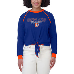 Denver Broncos WEAR by Erin Andrews Women's Tie-Front Long Sleeve T-Shirt Royal