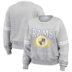 Los Angeles Rams WEAR by Erin Andrews Women's Cropped Pullover Sweatshirt Heather Gray