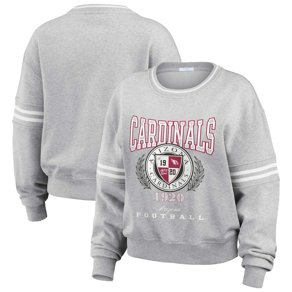 Arizona Cardinals WEAR by Erin Andrews Women's Cropped Pullover Sweatshirt Heather Gray