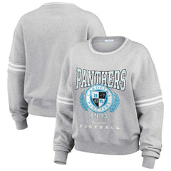 Carolina Panthers WEAR by Erin Andrews Women's Cropped Pullover Sweatshirt Heather Gray