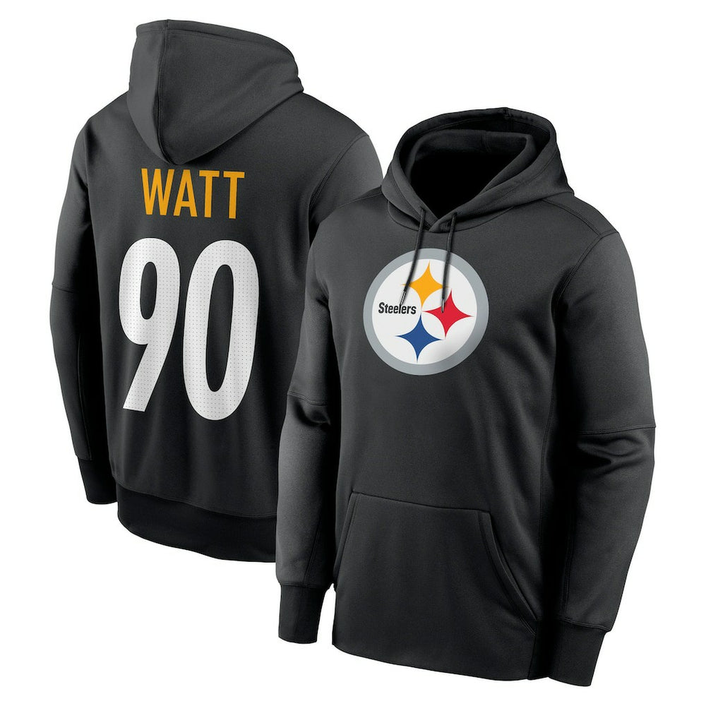 T.J. Watt Pittsburgh Steelers Player Name & Number Therma Hoodie Black