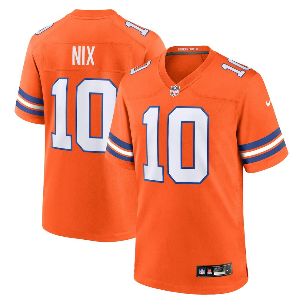 NFL Bo Nix Denver Broncos Mile High Collection 1977 Throwback Player Game Jersey - Orange