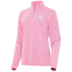 Los Angeles Dodgers Antigua Women's Mentor Lightweight Mock Neck Quarter-Zip Top - Pink Tops