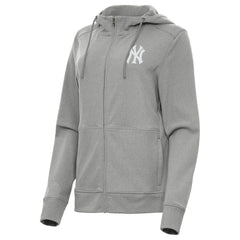 New York Yankees Antigua Women's Seeker Full-Zip Hoodie Jacket - Heather Gray Jackets