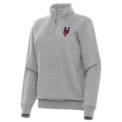 New York Mets Antigua Women's Victory Quarter-Zip Sweatshirt - Heather Gray Sweatshirts
