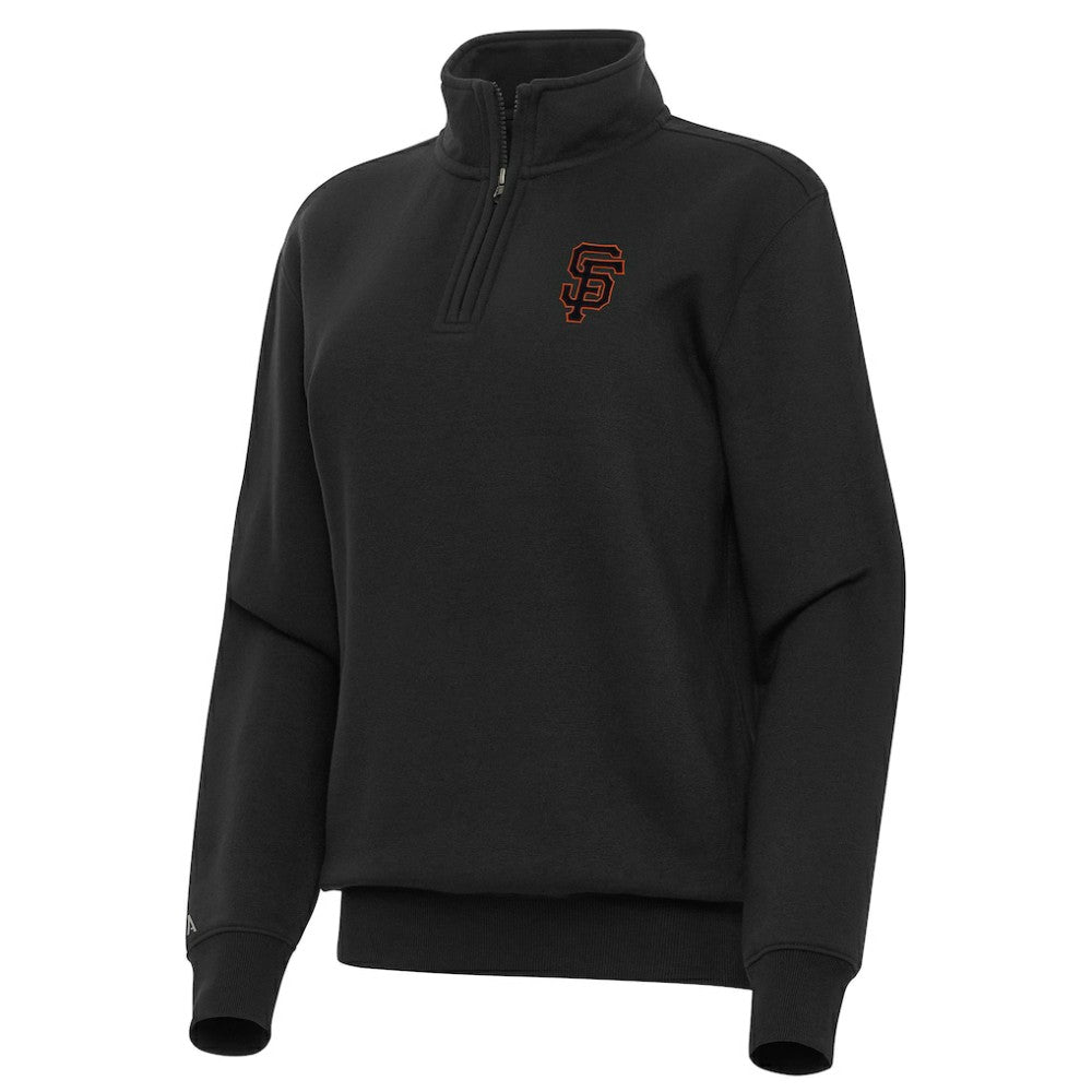 San Francisco Giants Antigua Women's Victory Quarter-Zip Sweatshirt - Black Sweatshirts