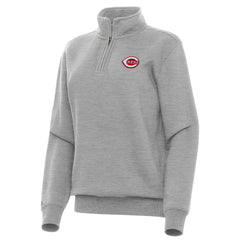 Cincinnati Reds Antigua Women's Victory Quarter-Zip Sweatshirt - Heather Gray Sweatshirts