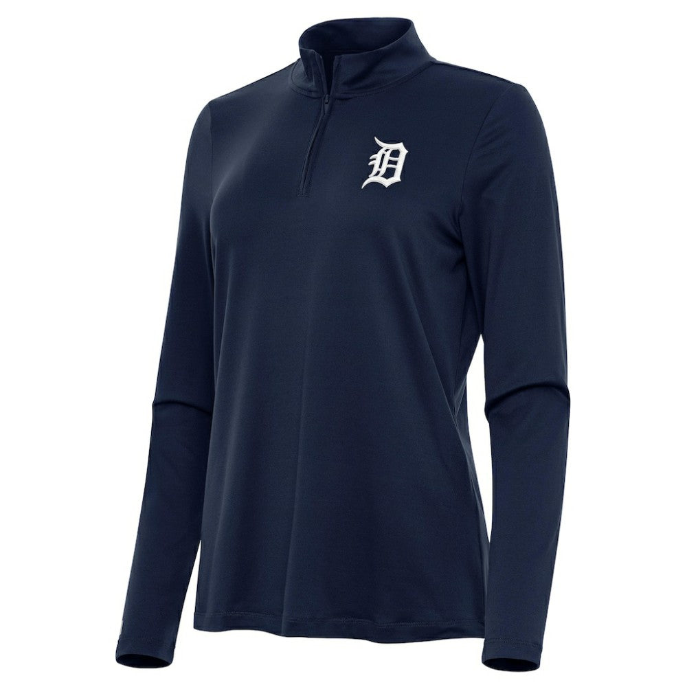 Detroit Tigers Antigua Women's Reprocess Quarter-Zip Top - Navy Tops