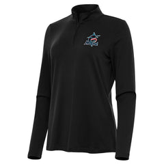 Miami Marlins Antigua Women's Reprocess Quarter-Zip Top - Black Tops