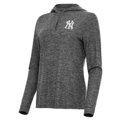 New York Yankees Antigua Women's Daybreak Quarter-Zip Hoodie - Heather Black Hoodies