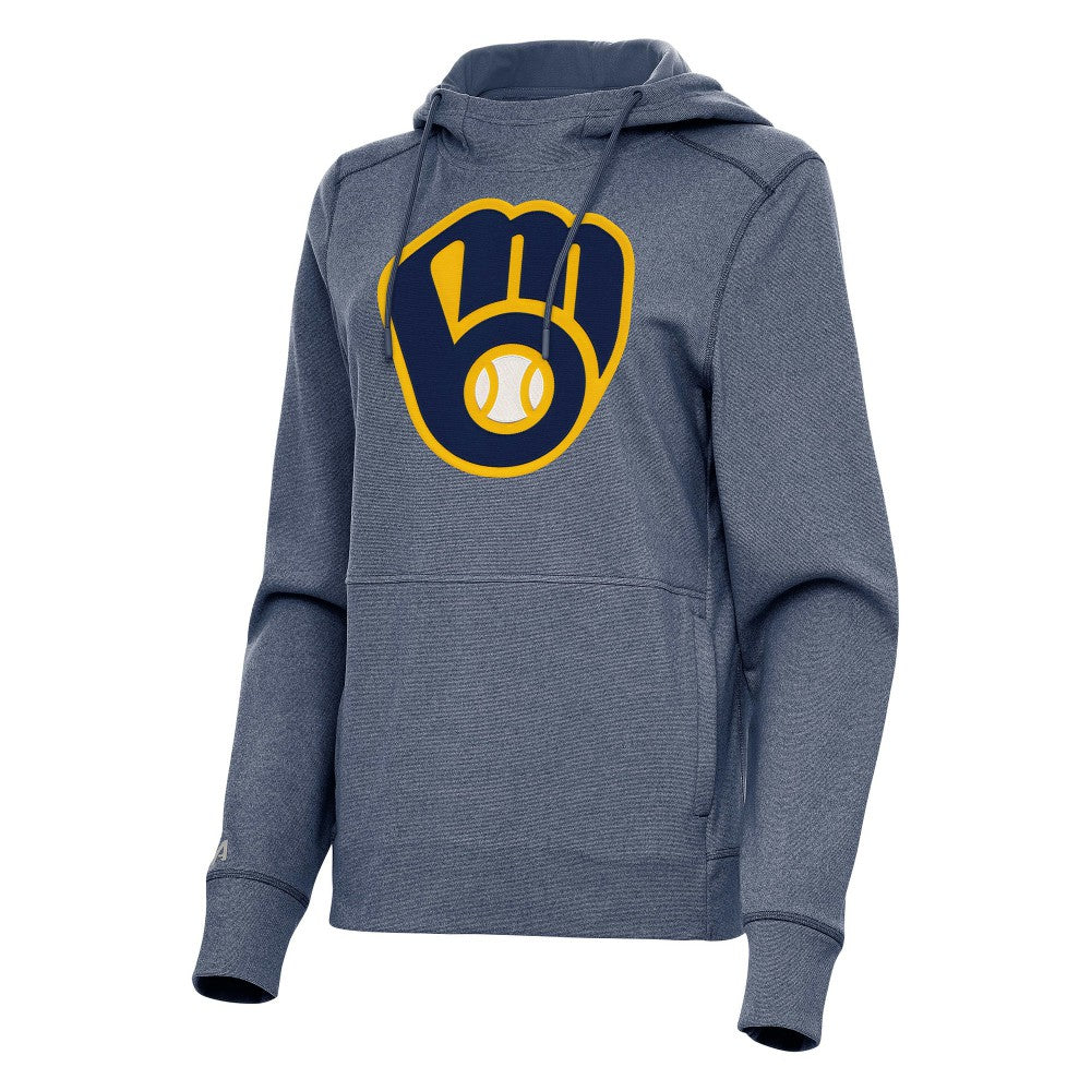 Milwaukee Brewers Antigua Women's Justice Pullover Hoodie - Heather Navy Hoodies
