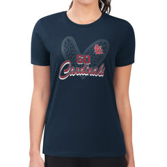 St. Louis Cardinals G-III 4Her by Carl Banks Women's Super-Slim Fit Lightweight Leopard Heart T-Shirt - Navy T-shirts