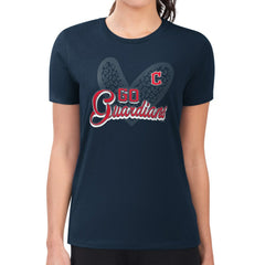 Cleveland Guardians G-III 4Her by Carl Banks Women's Super-Slim Fit Lightweight Leopard Heart T-Shirt - Navy T-shirts