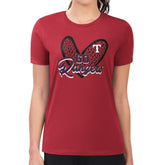 Texas Rangers G-III 4Her by Carl Banks Women's Super-Slim Fit Lightweight Leopard Heart T-Shirt - Red T-shirts