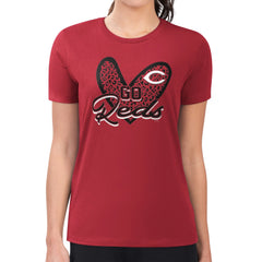 Cincinnati Reds G-III 4Her by Carl Banks Women's Super-Slim Fit Lightweight Leopard Heart T-Shirt - Red T-shirts