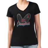 Arizona Diamondbacks G-III 4Her by Carl Banks Women's Super-Slim Fit Lightweight Leopard Heart V-Neck T-Shirt - Black T-shirts