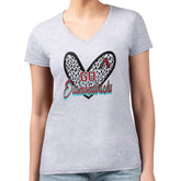 Arizona Diamondbacks G-III 4Her by Carl Banks Women's Super-Slim Fit Lightweight Leopard Heart V-Neck T-Shirt - Heather Gray T-shirts