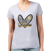 San Diego Padres G-III 4Her by Carl Banks Women's Super-Slim Fit Lightweight Leopard Heart V-Neck T-Shirt - Heather Gray T-shirts
