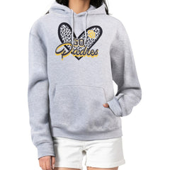San Diego Padres G-III 4Her by Carl Banks Women's Leopard Heart Pullover Hoodie - Heather Gray Hoodies