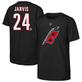 NHL Seth Jarvis Carolina Hurricanes Youth Player Name & Number T-Shirt - Black