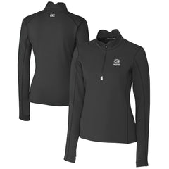 Green Bay Packers Cutter & Buck Women's Traverse Stretch DryTec Quarter-Zip Top Black