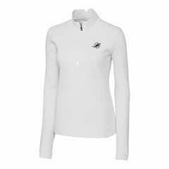 Miami Dolphins Cutter & Buck Women's Traverse Stretch DryTec Quarter-Zip Top White