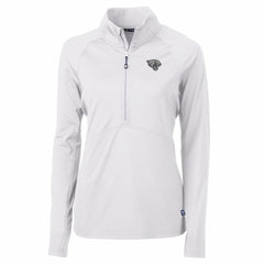 Jacksonville Jaguars Cutter & Buck Women's Adapt Eco Knit Stretch Recycled Raglan Half-Zip Top White