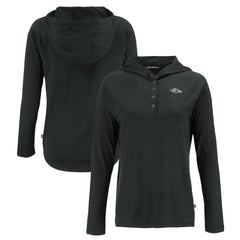 Baltimore Ravens Cutter & Buck Women's Coastline Epic Comfort Eco Recycled Long Sleeve Hoodie T-Shirt Black