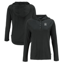 Green Bay Packers Cutter & Buck Women's Coastline Epic Comfort Eco Recycled Long Sleeve Hoodie T-Shirt Black