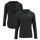 Detroit Lions Cutter & Buck Women's Coastline Epic Comfort Eco Recycled Long Sleeve Hoodie T-Shirt Black