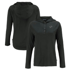 Detroit Lions Cutter & Buck Women's Coastline Epic Comfort Eco Recycled Long Sleeve Hoodie T-Shirt Black