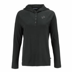 Detroit Lions Cutter & Buck Women's Coastline Epic Comfort Eco Recycled Long Sleeve Hoodie T-Shirt Black