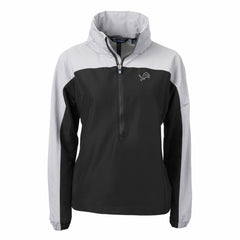 Detroit Lions Cutter & Buck Women's Charter Eco Recycled Half-Zip Hoodie Anorak Jacket Black/Gray