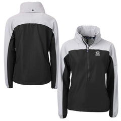 Green Bay Packers Cutter & Buck Women's Charter Eco Recycled Half-Zip Hoodie Anorak Jacket Black/Gray